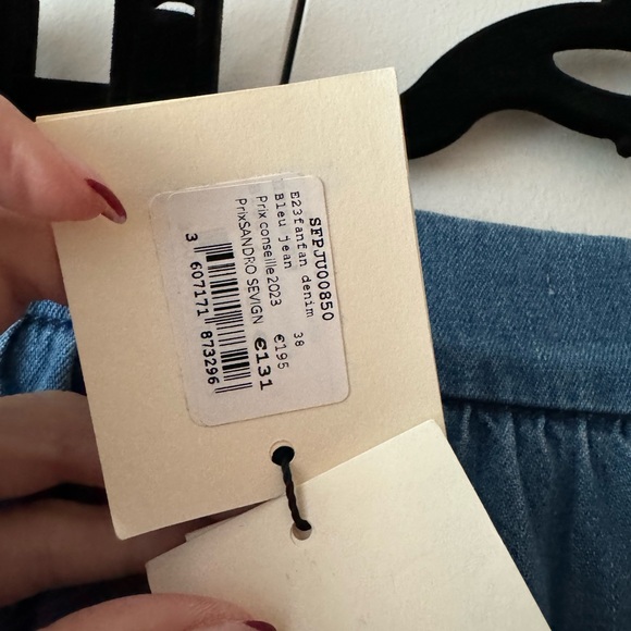 SANDRO Fanfan Tiered Denim Mini Skirt Size 38 New with tags US 6 - Picture 11 of 16